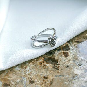 Kendra Scott | Silver Emilie Platinum Drusy Double Band Ring Size 7